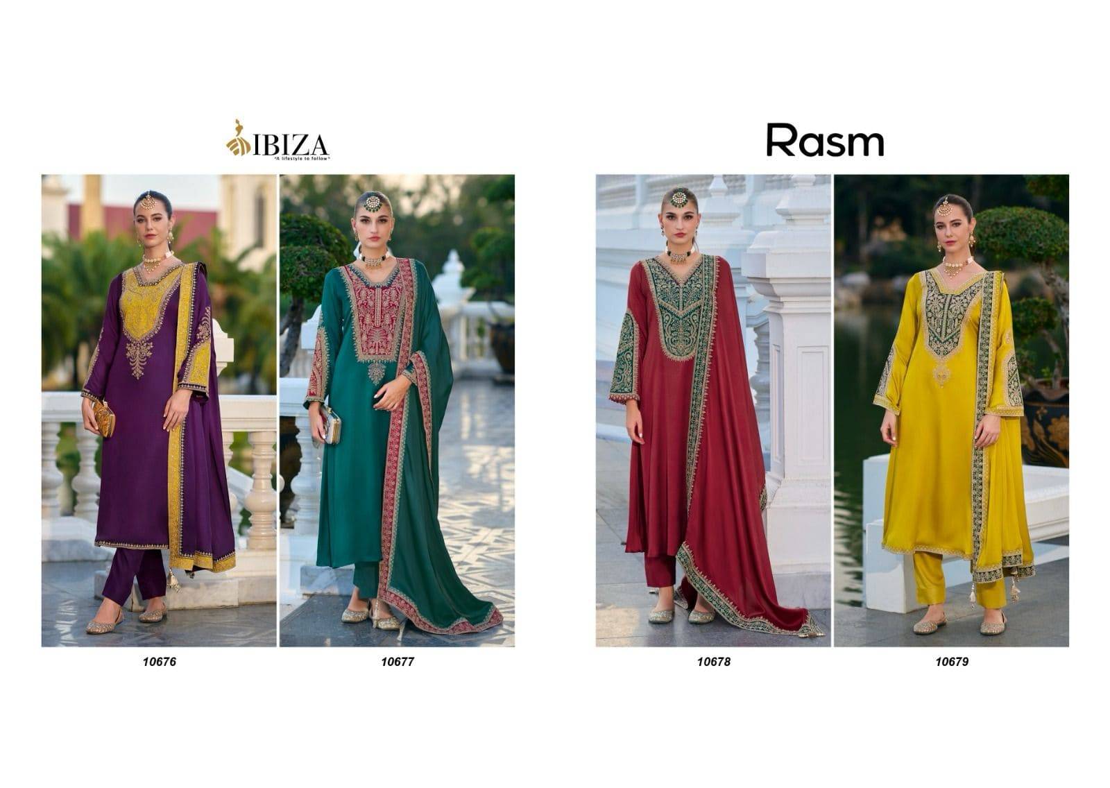 Rasm by Ibiza 10676 To 10679 Series Designer Festive Suits Beautiful Fancy Stylish Colorful Party Wear & Occasional Wear Digital print Dresses At Wholesale Price